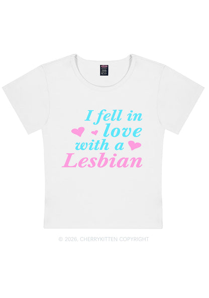 I Fell In Love With Lesbian Pride Y2K Baby Tee Cherrykitten