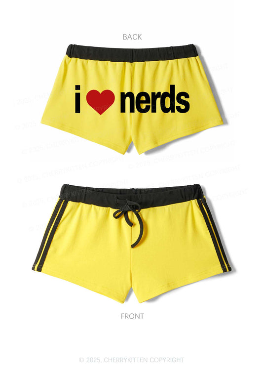 I Love Nerds Y2K Drawstring Mini Shorts Cherrykitten