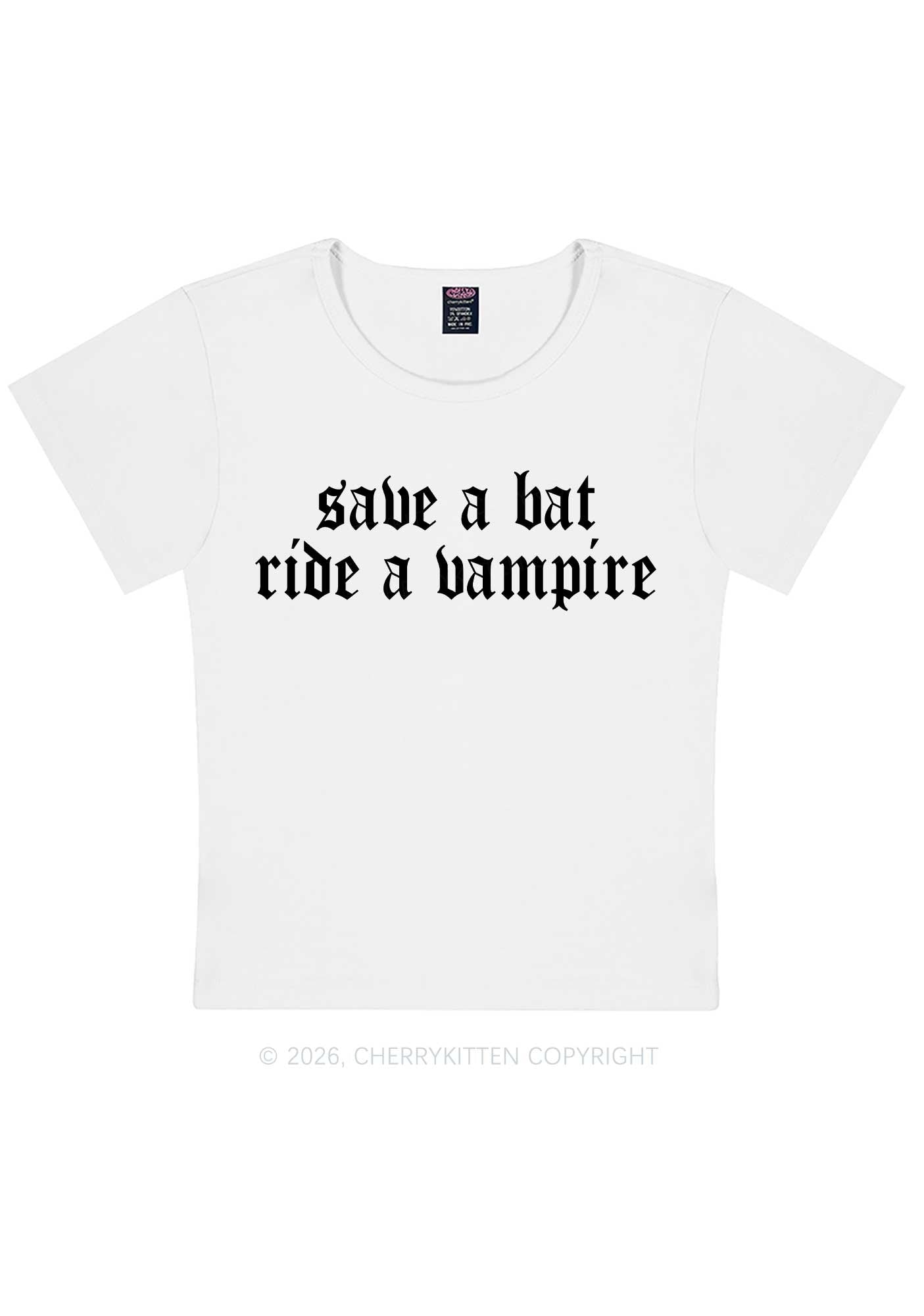 Halloween Ride A Vampire Y2K Baby Tee Cherrykitten