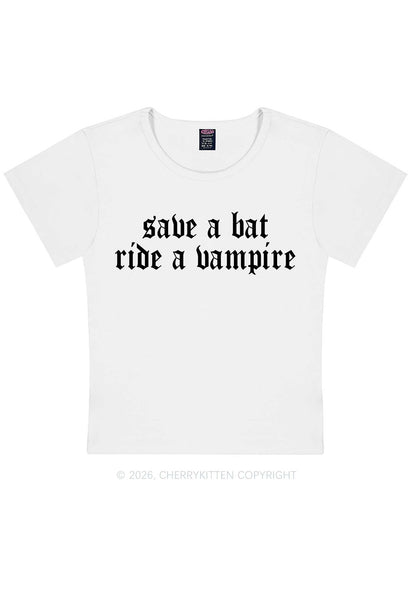 Halloween Ride A Vampire Y2K Baby Tee Cherrykitten