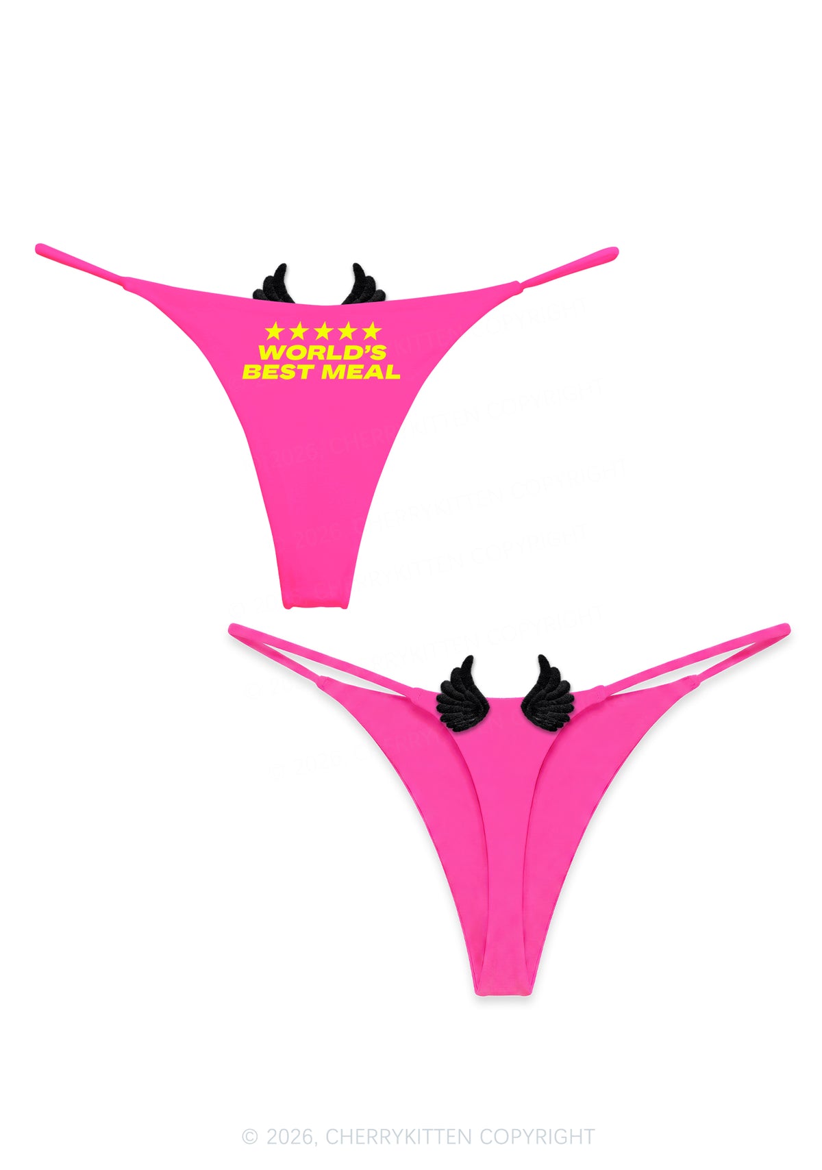 Worlds Best Meal Y2K Goth Angel Wings Bikini String Thong Cherrykitten