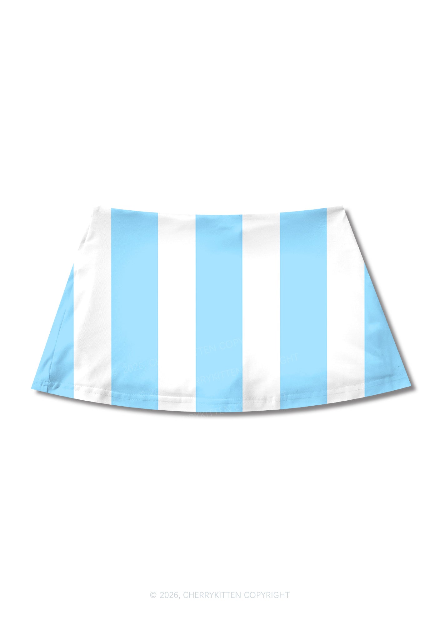 Blue White Stripes Y2K Print Mini Skirt Cherrykitten