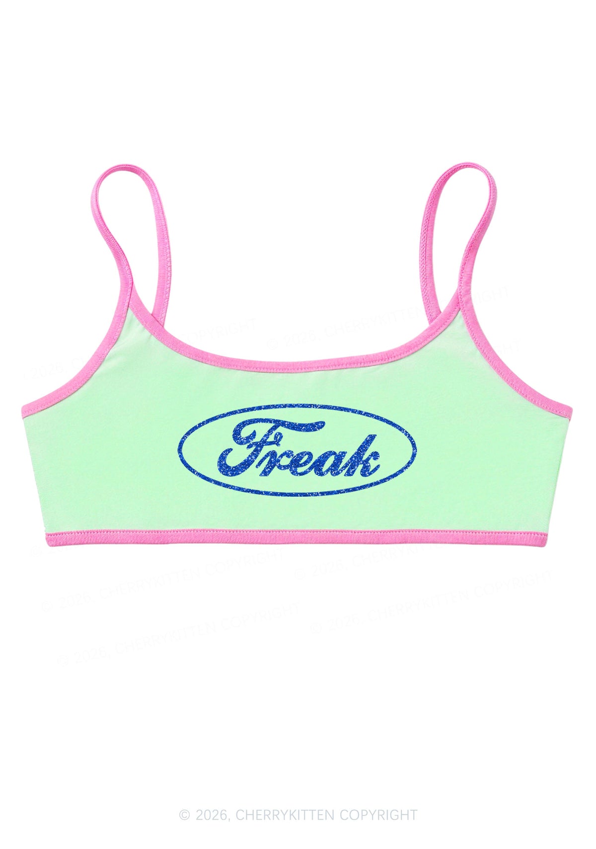 Glitter Oval Freak Y2K Super Crop Cami Cherrykitten
