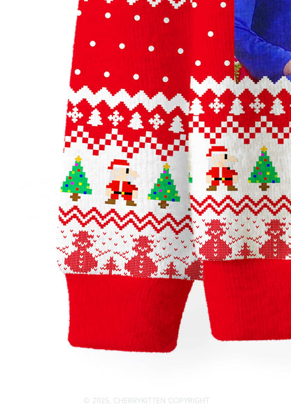 Super Santa Y2K Christmas Cardigan Knit Sweatshirt Cherrykitten