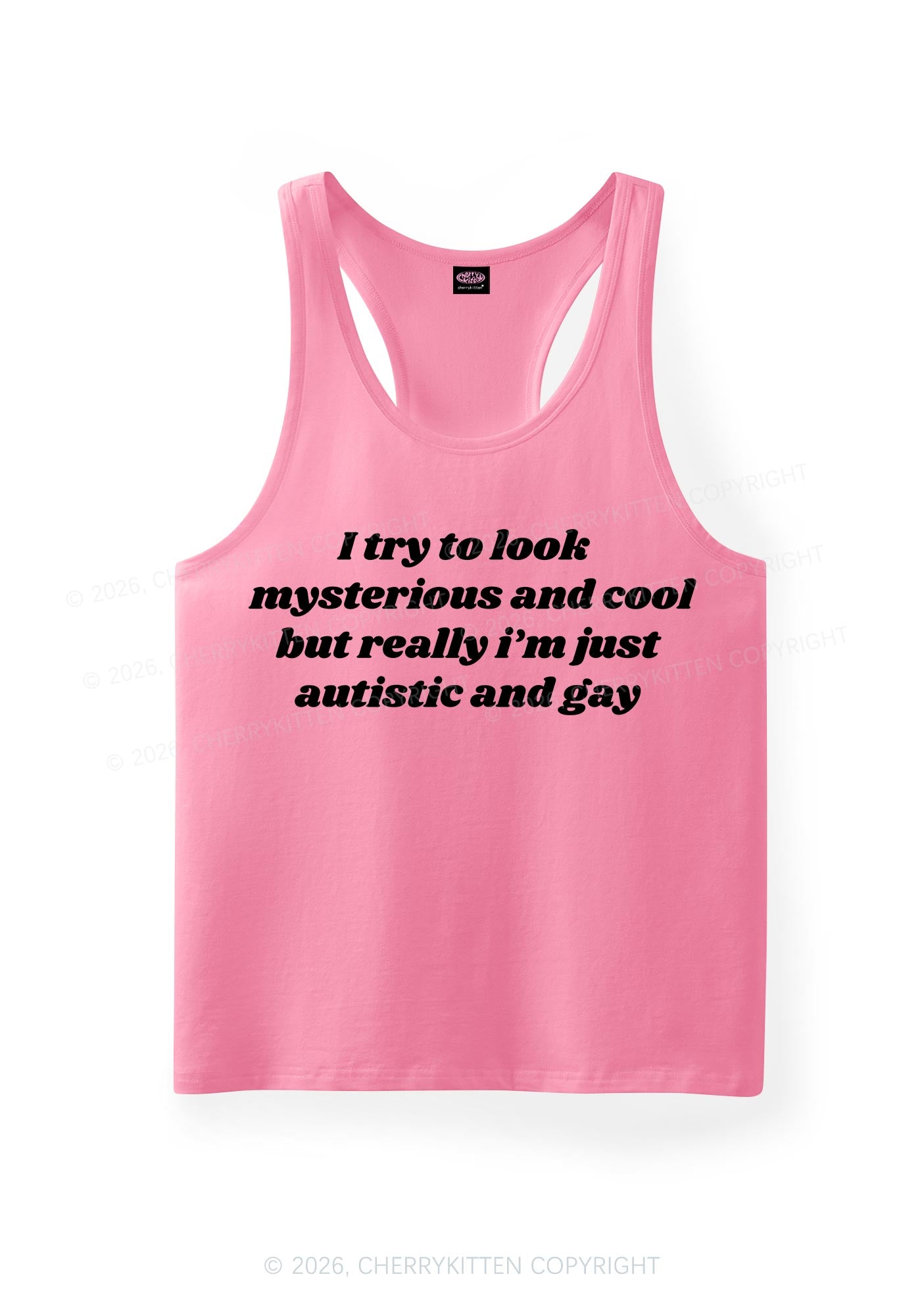 Im Just Autistic And Gay Pride Y2K Men Racerback Tank Top Cherrykitten
