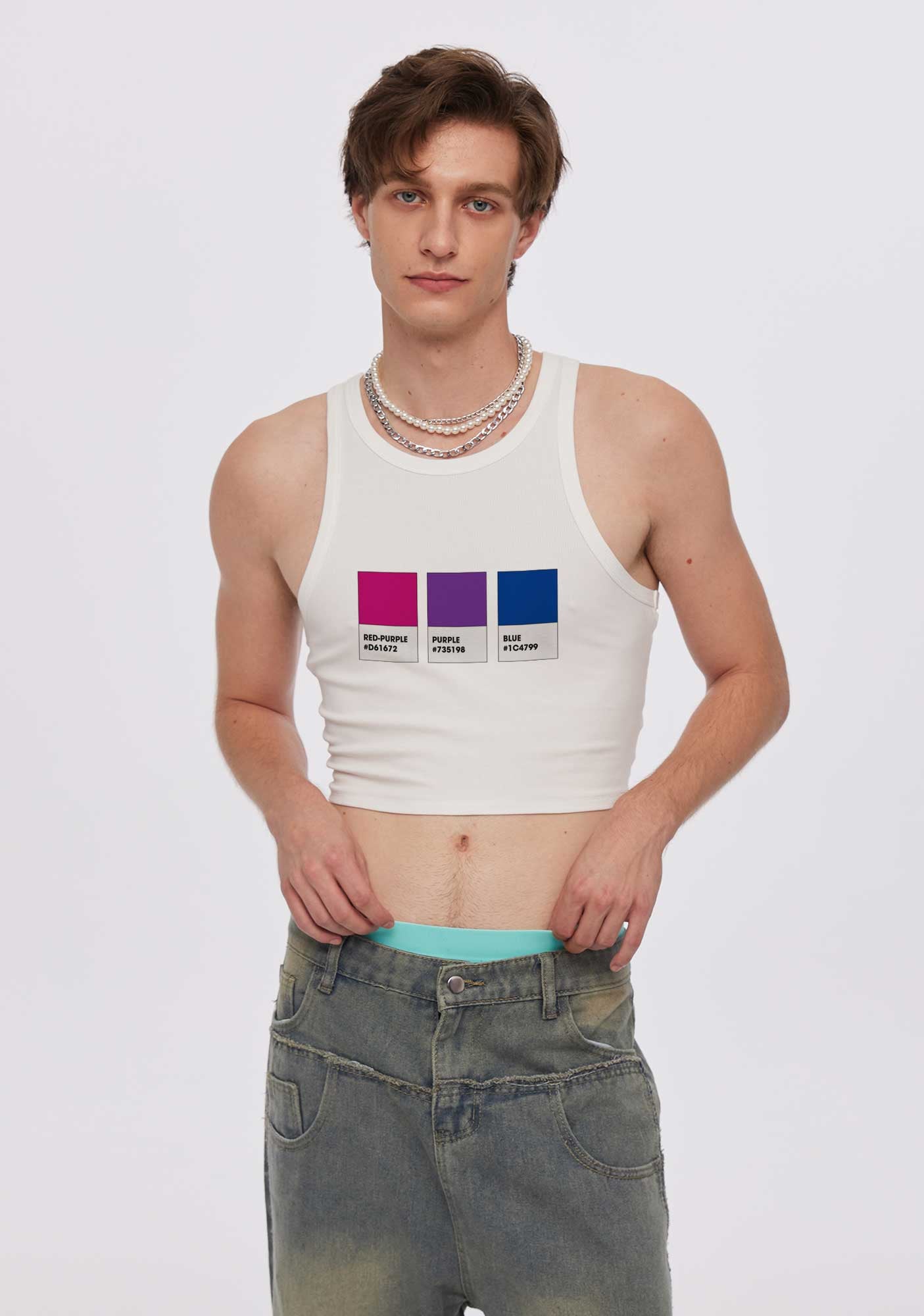 Bisexual Flag Colors Pride Y2K Crop Tank Top Cherrykitten