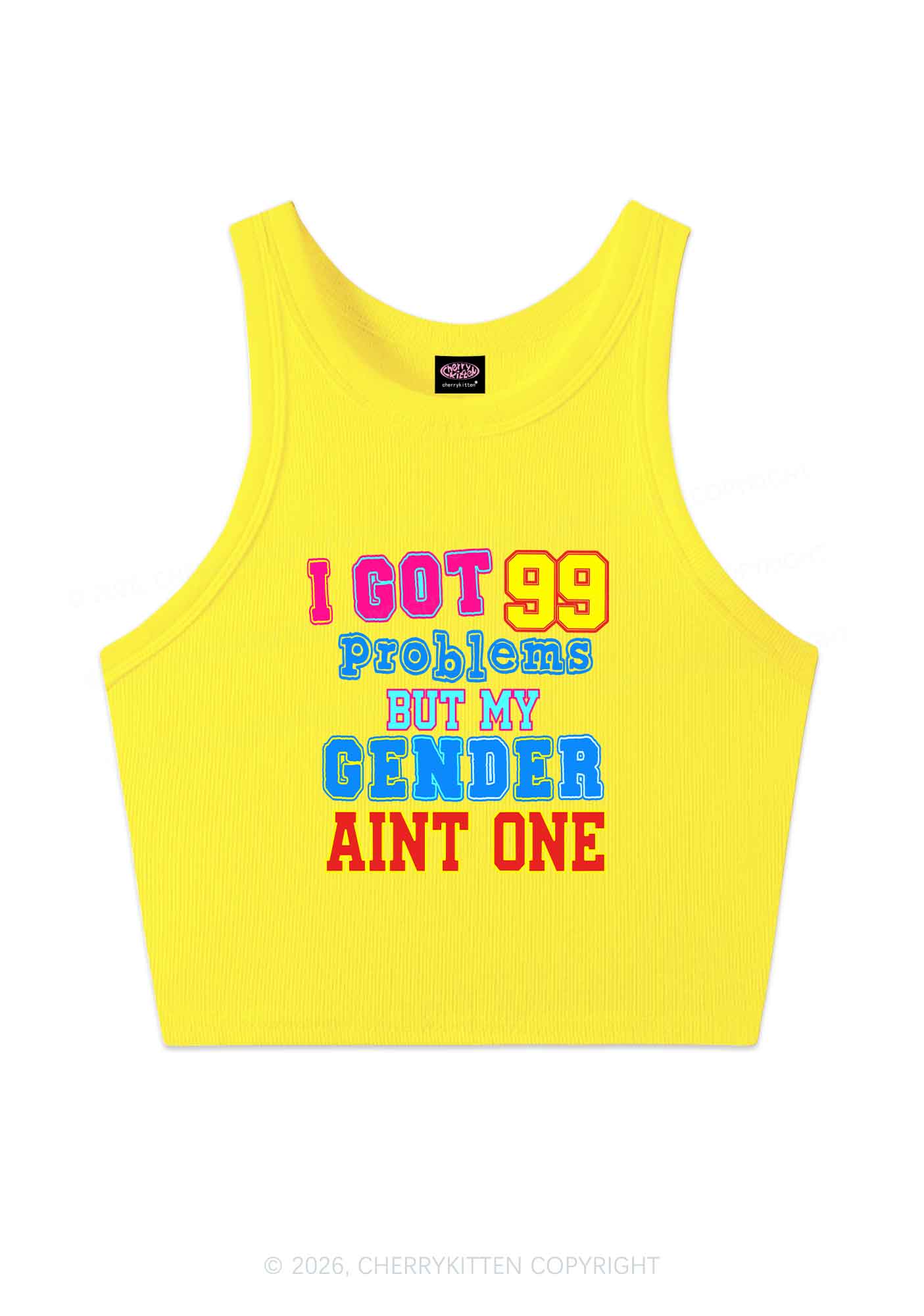 Gender Aint One Pride Y2K Crop Tank Top Cherrykitten