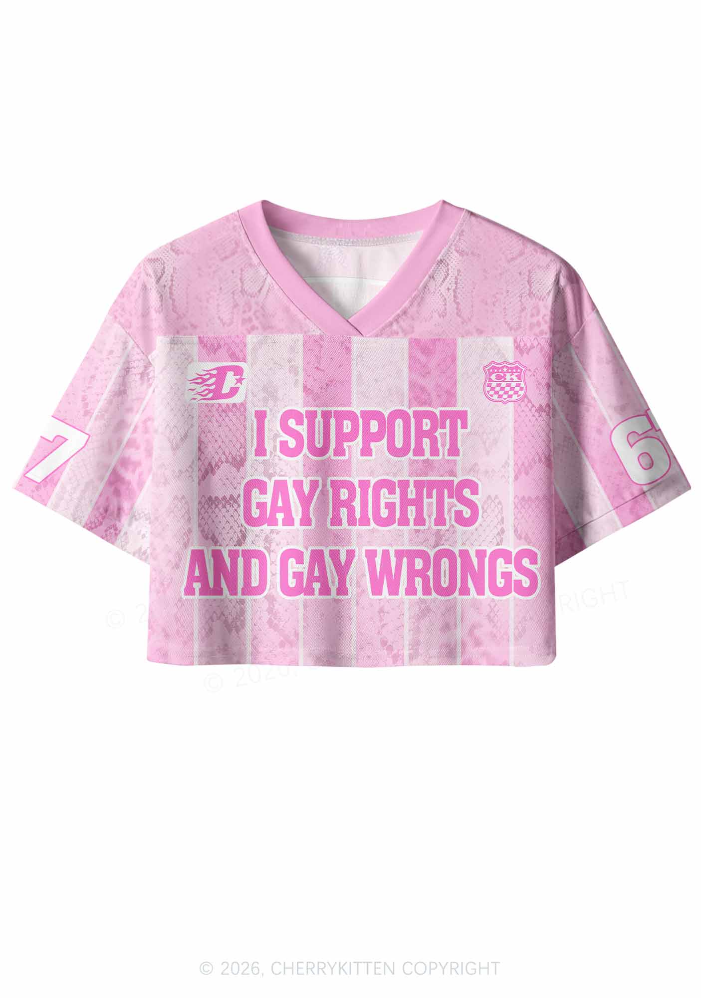 Pink I Support Gay Rights Pride Y2K Crop Sport Jersey Shirts Cherrykitten