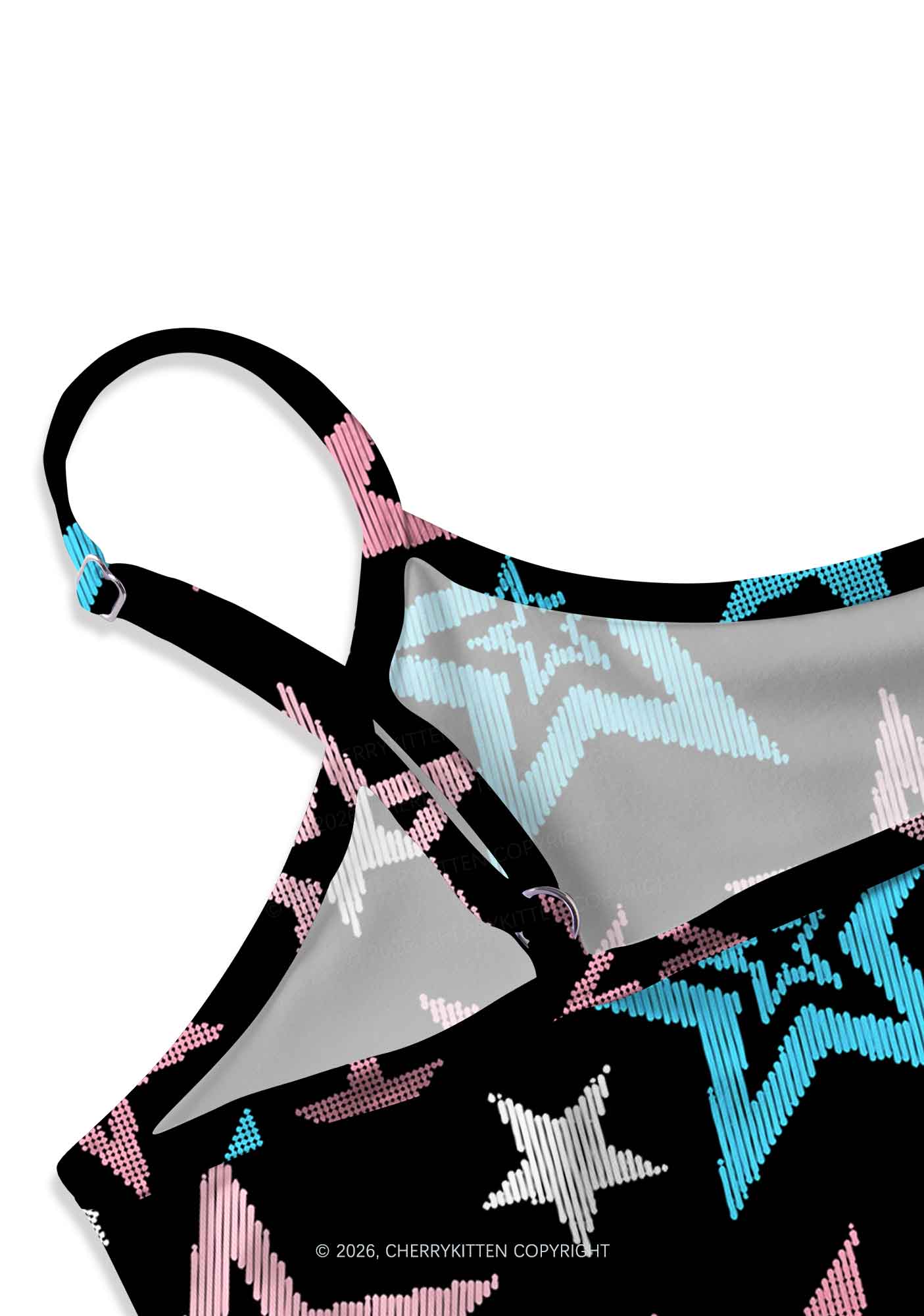 Trans Star Pride Y2K Print Cami Crop Top Cherrykitten