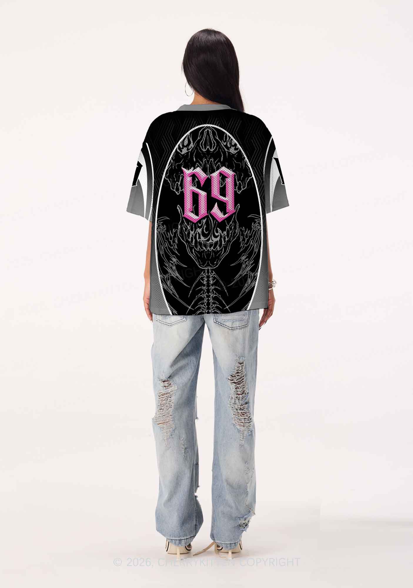 Fxxk Terfs Gothic Skull Pride Y2K Sport Jersey Shirts Cherrykitten
