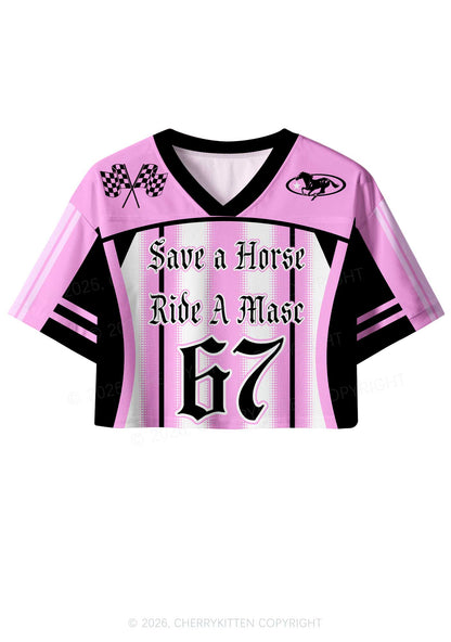 Pink Save Horse Ride Masc Pride Y2K Crop Sport Jersey Shirts Cherrykitten
