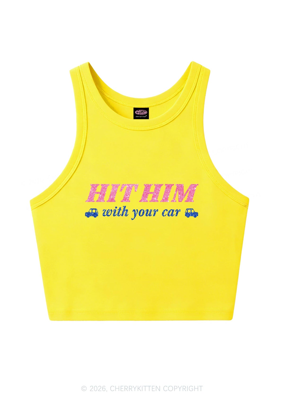 Glitter Hit Him Y2K Crop Tank Top Cherrykitten