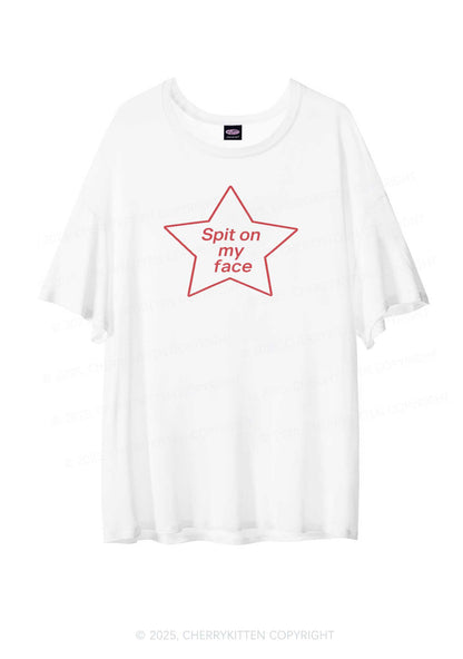 Spit On My Face Y2K Sheer Boyfriend Tee Cherrykitten