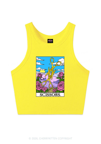 Yellow Scissors Pride Y2K Crop Tank Top Cherrykitten