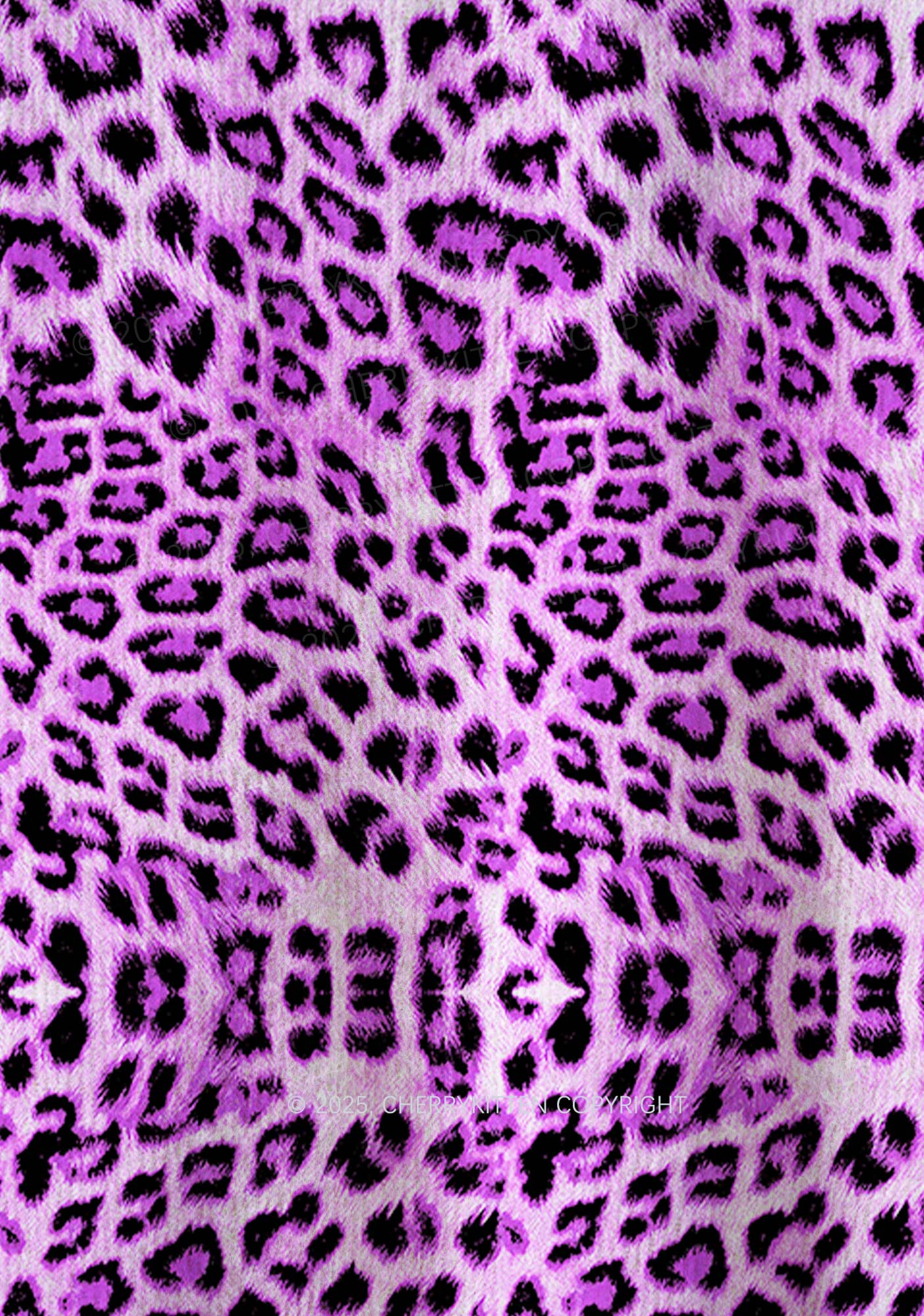 Dark Purple Leopard Y2K Christmas Knit Sweatshirt Cherrykitten