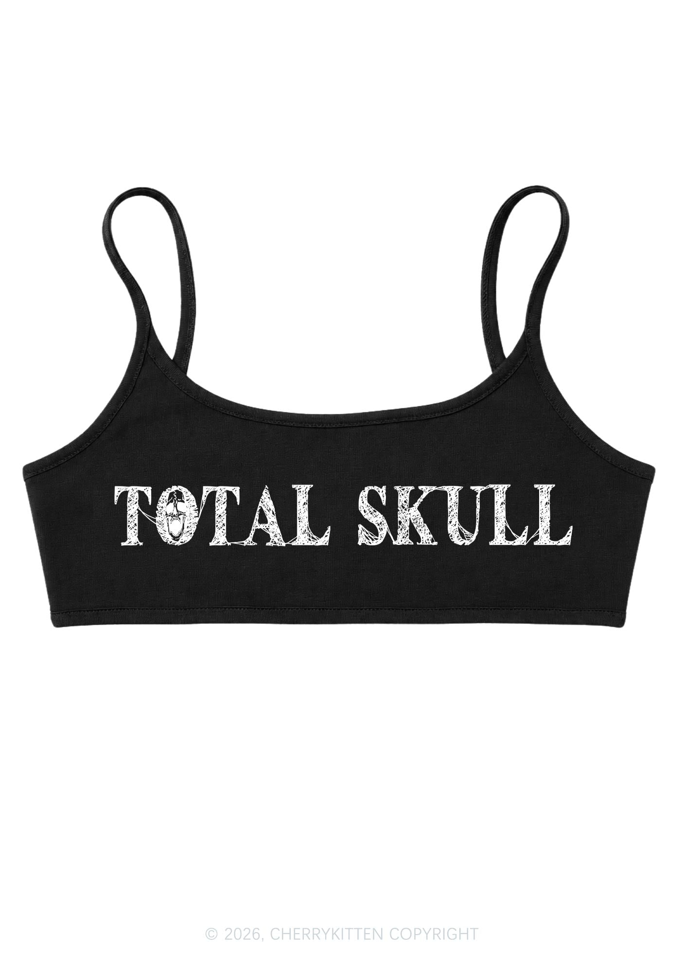 Halloween Total Skull Y2K Super Crop Cami Cherrykitten
