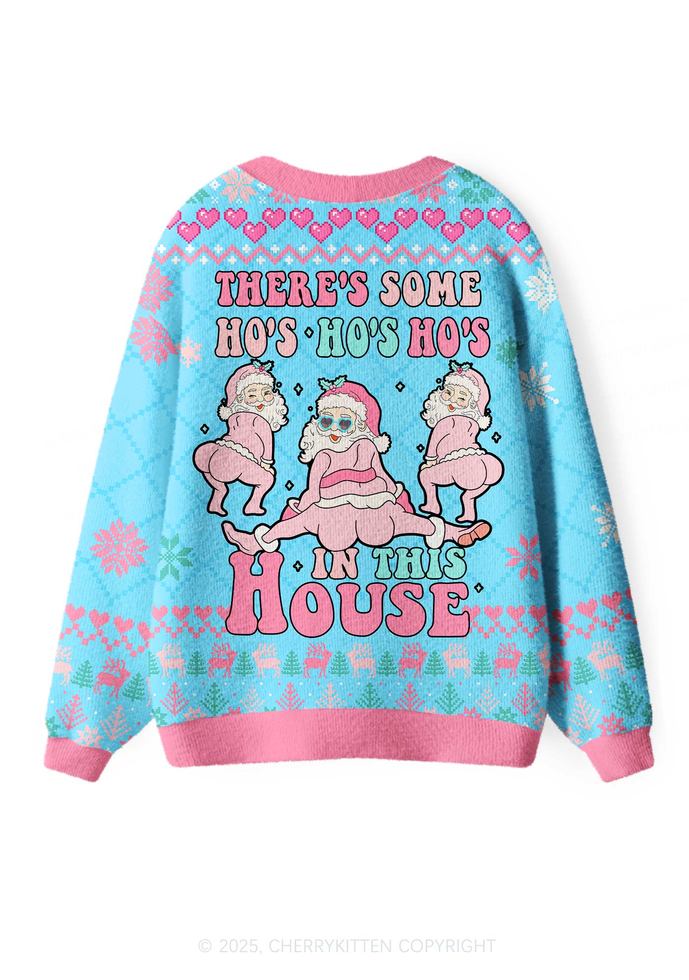 Pink Santas Y2K Christmas Cardigan Knit Sweatshirt Cherrykitten