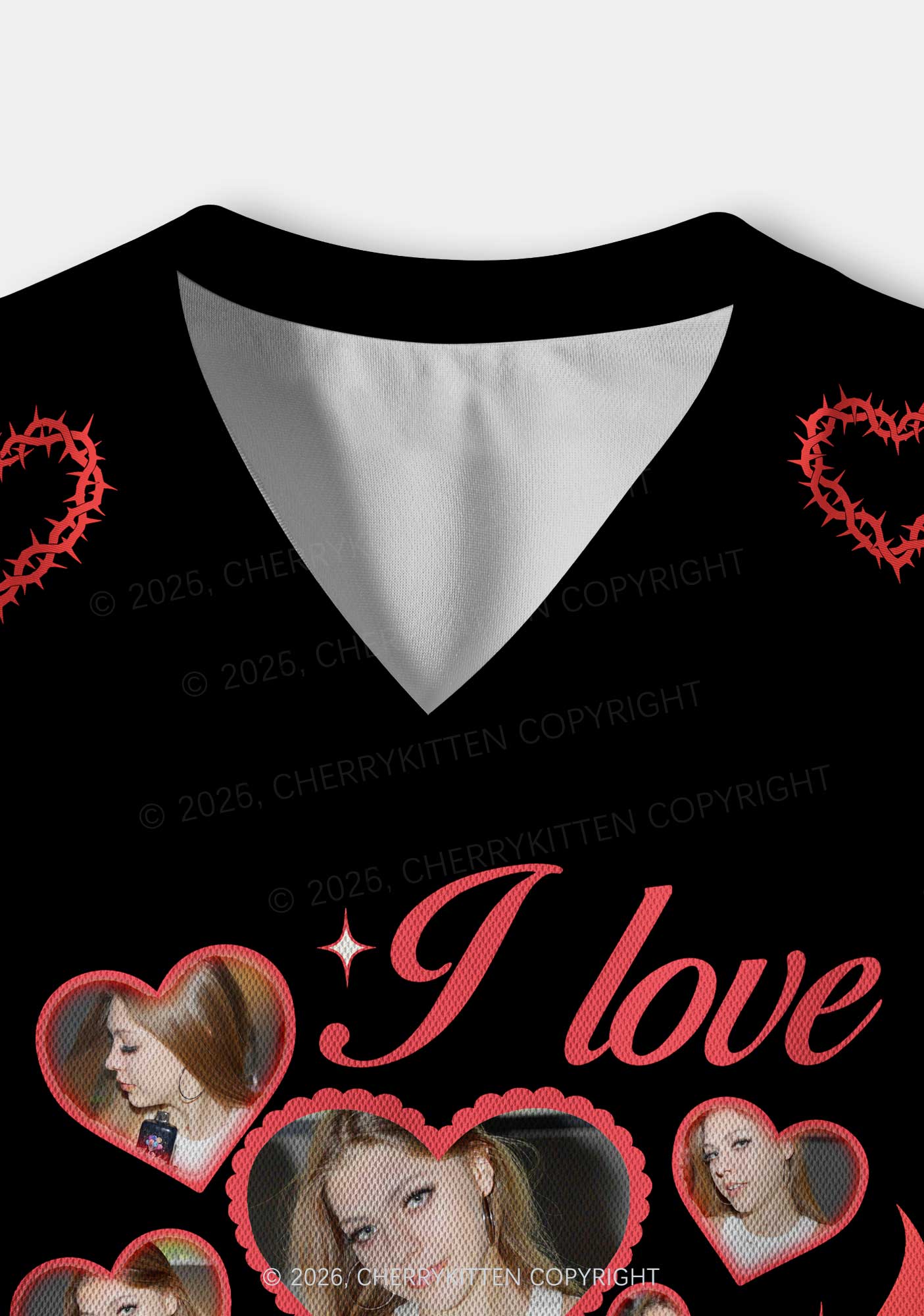 Custom Photos Red Flame I Love My GF BF Y2K Crop Sport Jersey Shirts Cherrykitten