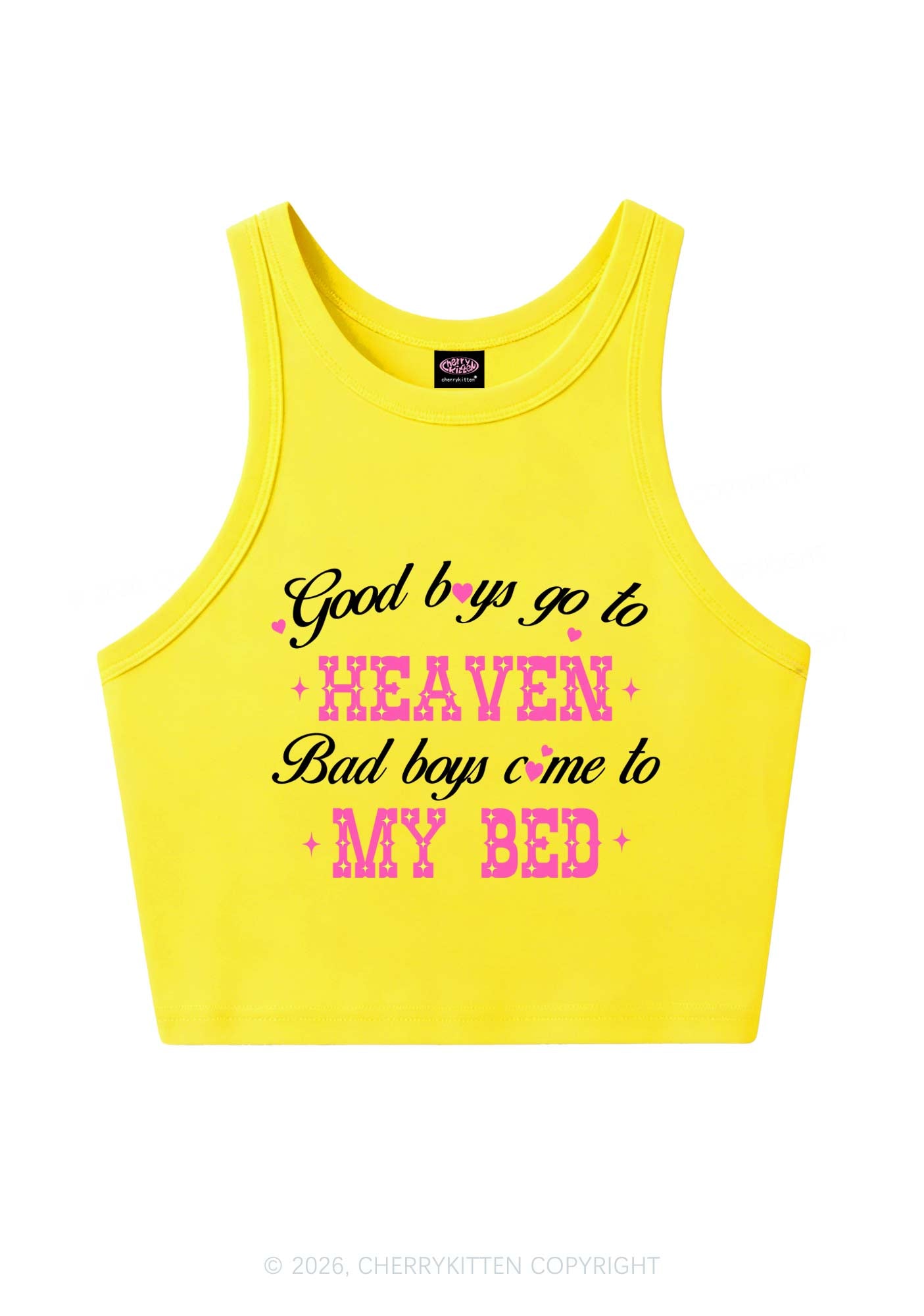 Bad Boys Come To My Bed Y2K Crop Tank Top Cherrykitten