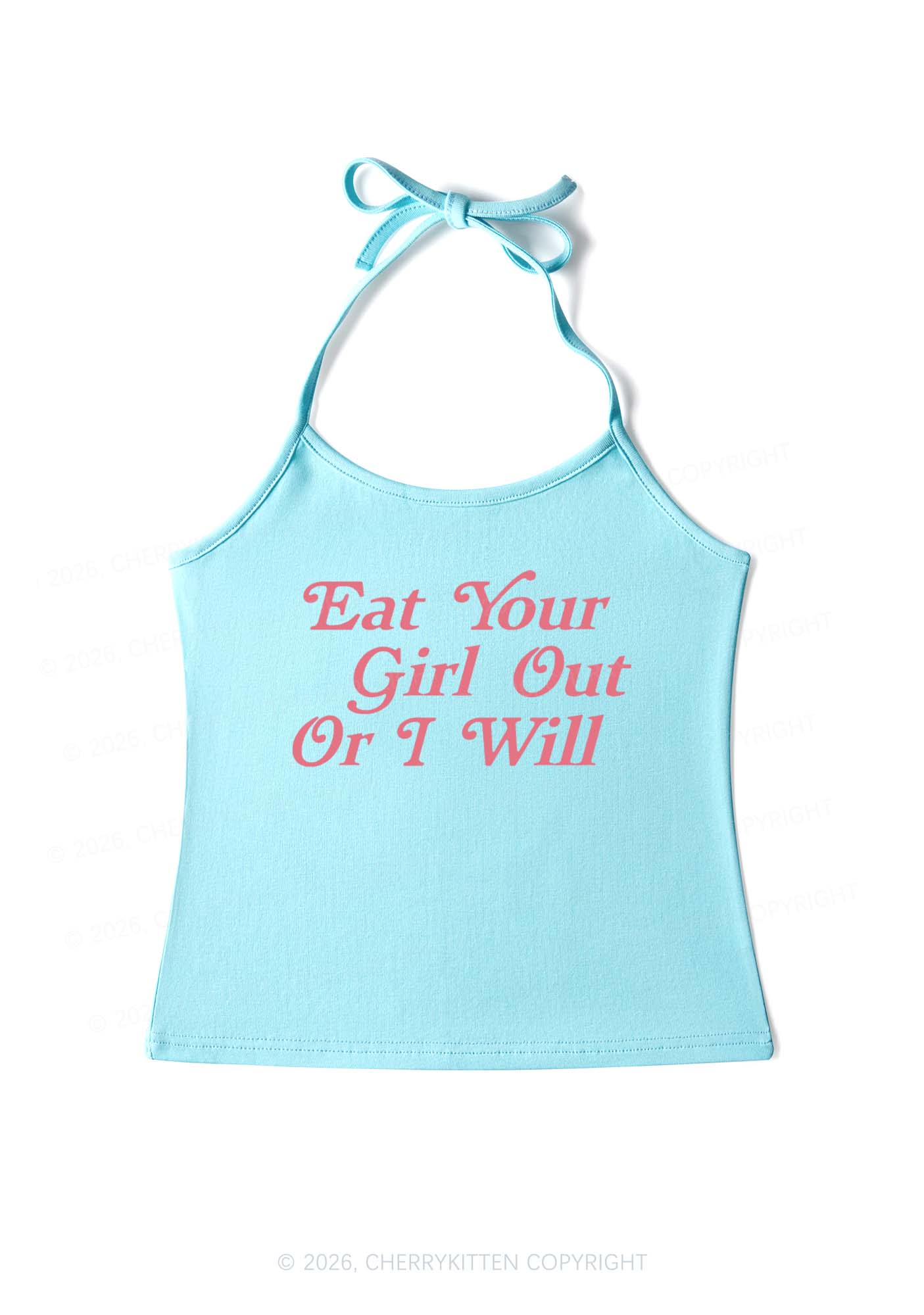 Eat Your Girl Out Y2K Halter Neck Cami Cherrykitten