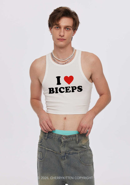 I Love Biceps Valentine's Day Y2K Crop Tank Top Cherrykitten