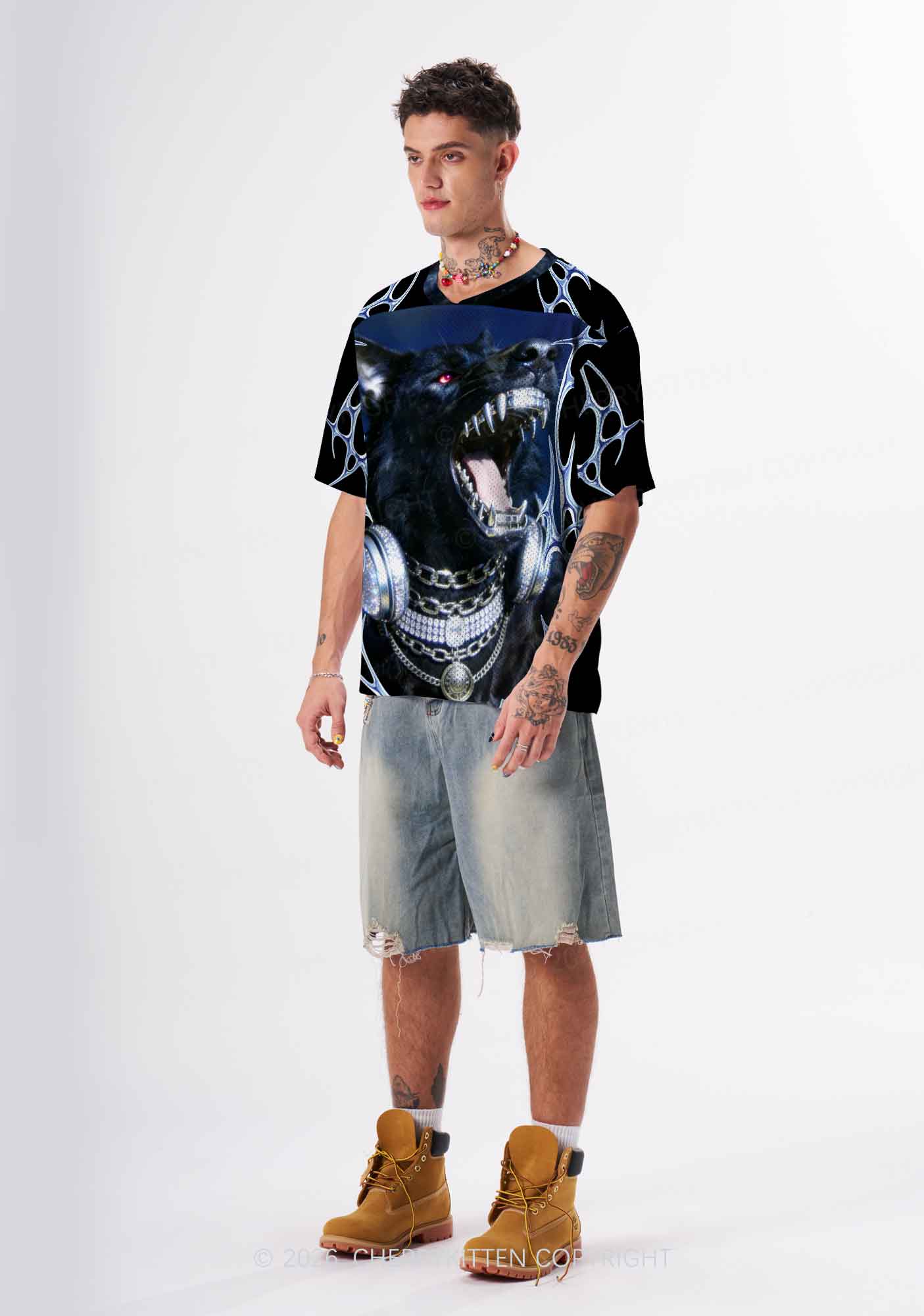 Black Wolf DJ Y2K Sport Jersey Shirts Cherrykitten