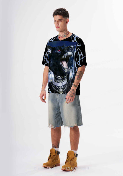 Black Wolf DJ Y2K Sport Jersey Shirts Cherrykitten