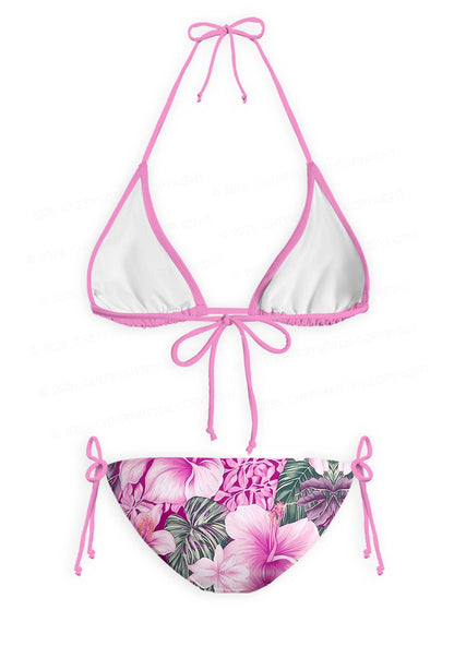 Purple Blossoms Y2K Print Bikini Set Cherrykitten
