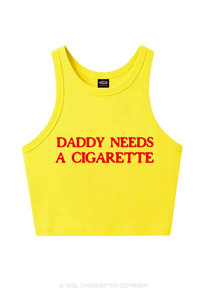 Daddy Needs A Cigarette Y2K Crop Tank Top Cherrykitten