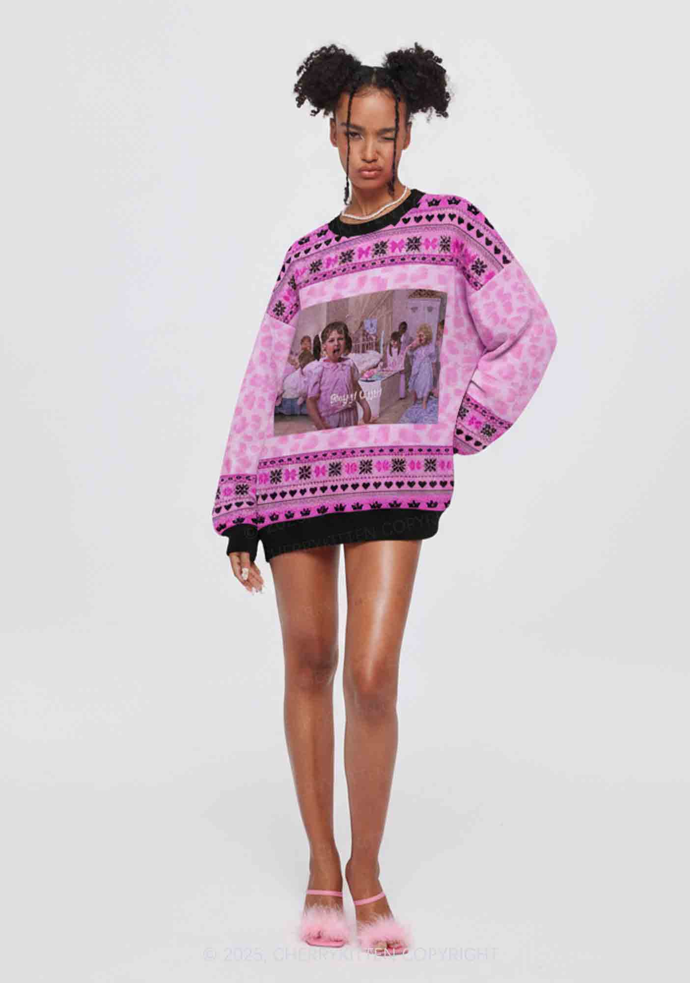 Boys Ugh Y2K Christmas Knit Sweatshirt Cherrykitten
