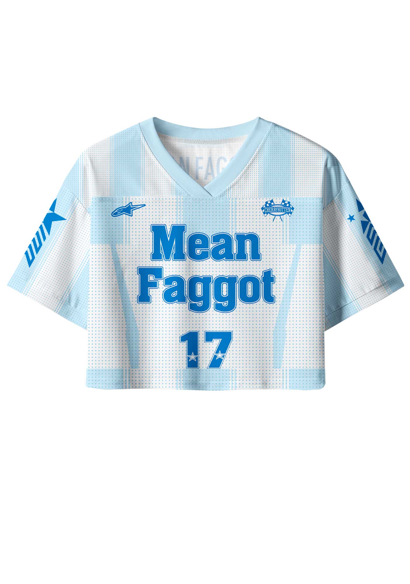 Blue Mean Faggot Pride Y2K Crop Sport Jersey Shirts Cherrykitten