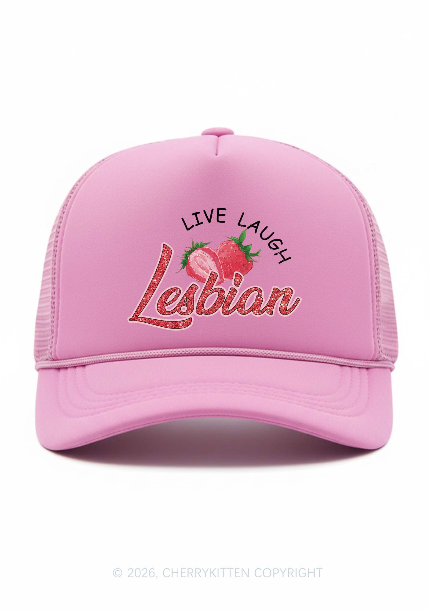 Live Laugh Lesbian Pride Y2K Trucker Hat Cherrykitten