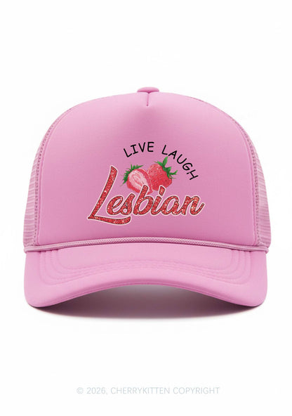 Live Laugh Lesbian Pride Y2K Trucker Hat Cherrykitten