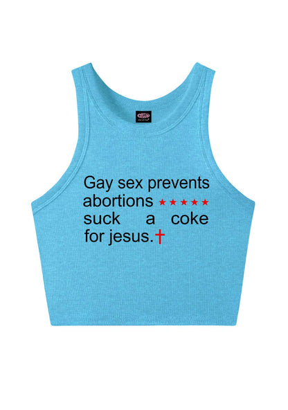 Suck A Coke For Jesus Pride Y2K Crop Tank Top Cherrykitten