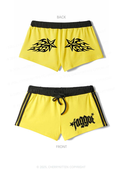 Faggot Star Pride Y2K Drawstring Mini Shorts Cherrykitten