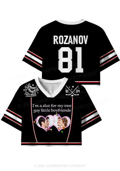 Black Slxt For My Gay BF HR Y2K Crop Sport Jersey Shirts Cherrykitten