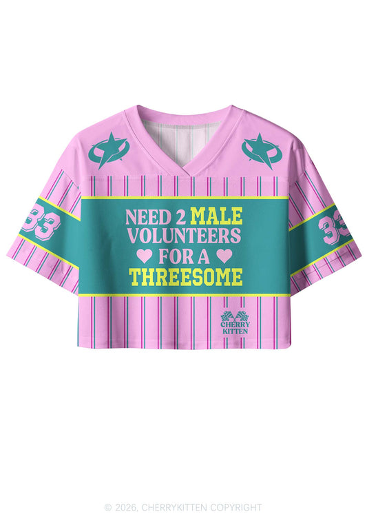 Two Male Volunteers For Threesome Y2K Crop Sport Jersey Shirts Cherrykitten