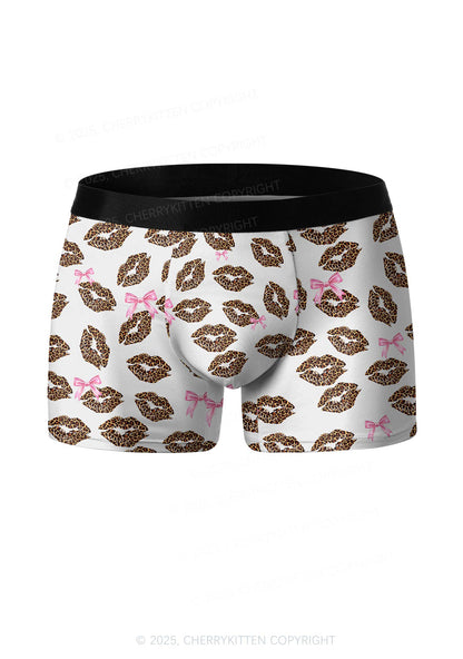 Leopard Lip Print Valentine's Day Y2K Print Couples Boxer Briefs Set Cherrykitten