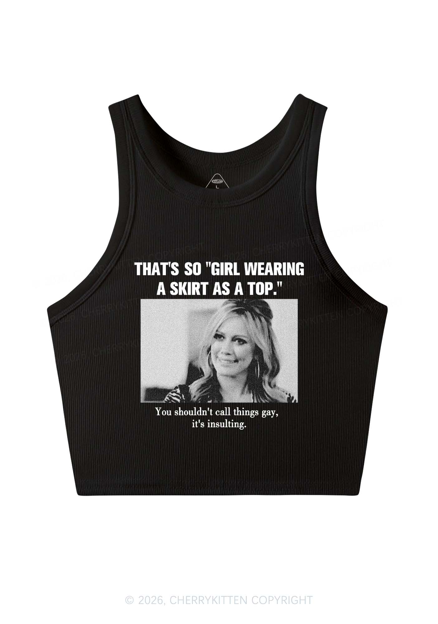 Girl Wearing A Skirt As A Top Y2K Crop Tank Top Cherrykitten