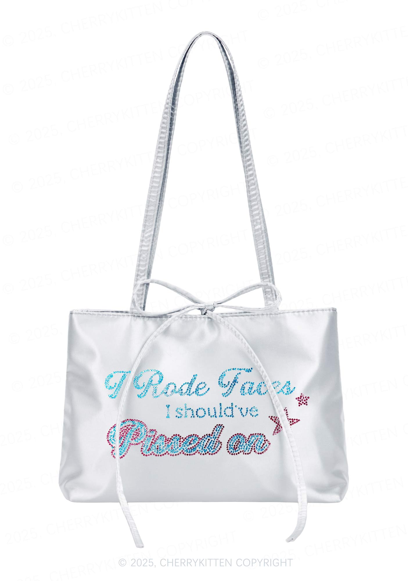 Rhinestone I Rode Faces Y2K Satin Bags Cherrykitten