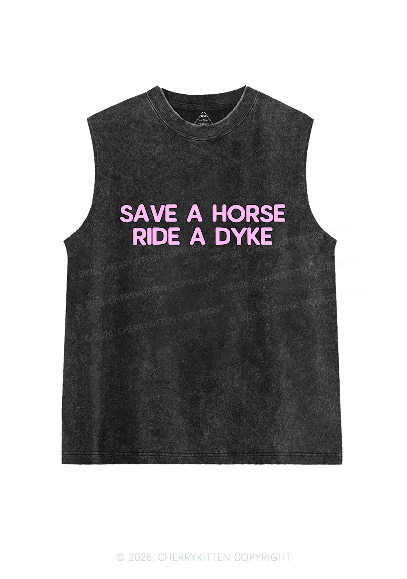 Save Horse Ride Dyke Pride Y2K Washed Muscle Tank Cherrykitten