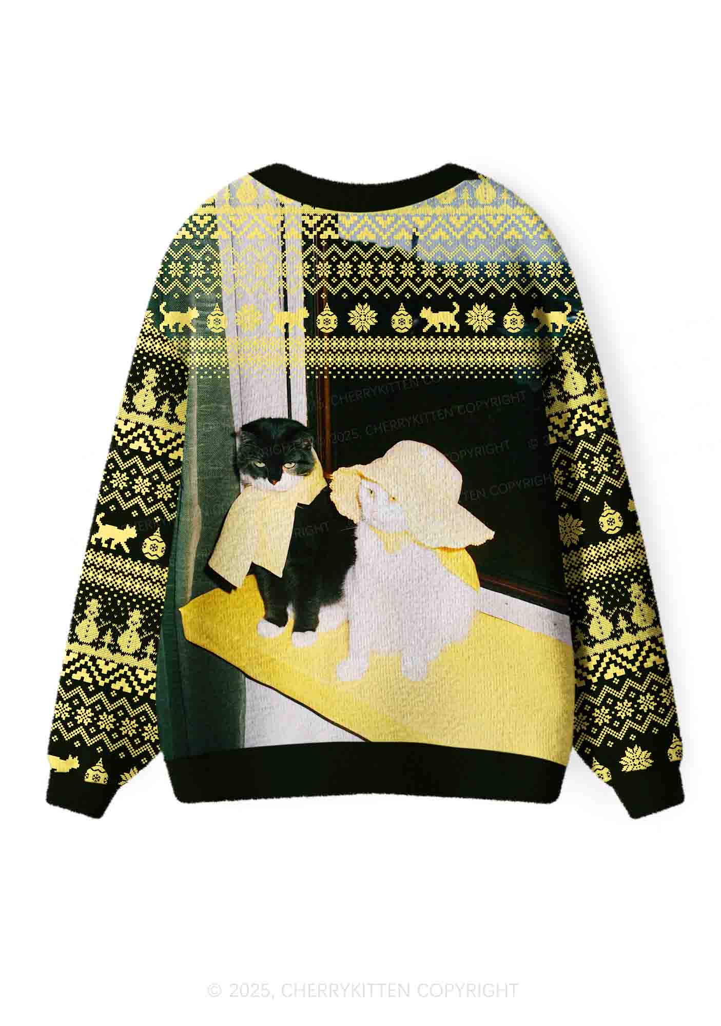 Cats Friend Y2K Christmas Cardigan Knit Sweatshirt Cherrykitten