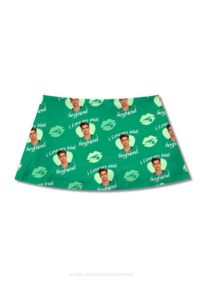 Custom I Love My Irish BF St Patricks Y2K Print Mini Skirt Cherrykitten