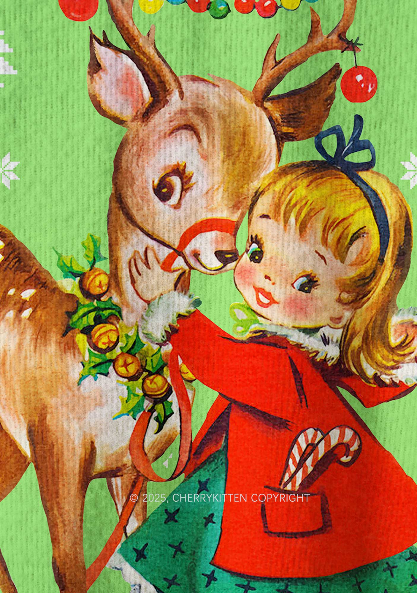 Girl Reindeer Y2K Christmas Knit Sweatshirt Cherrykitten