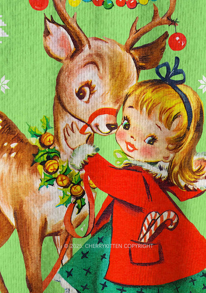 Girl Reindeer Y2K Christmas Knit Sweatshirt Cherrykitten