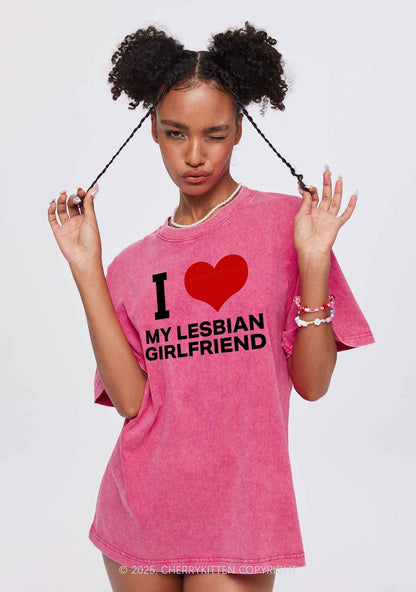 I Love My Lesbian GF Y2K Shirts Washed Tee Cherrykitten