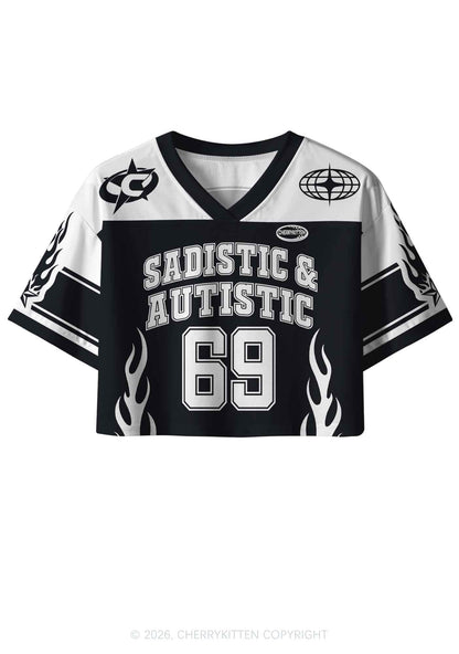 Sadistic And Autistic Y2K Crop Sport Jersey Shirts Cherrykitten