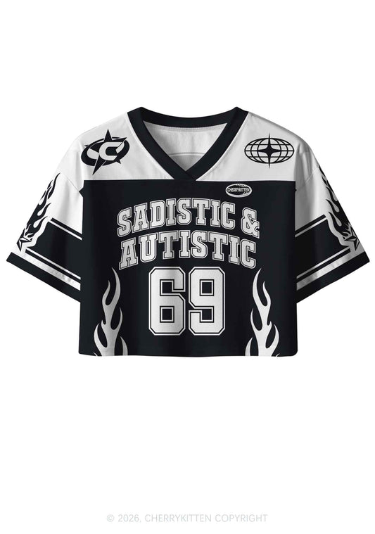 Sadistic And Autistic Y2K Crop Sport Jersey Shirts Cherrykitten