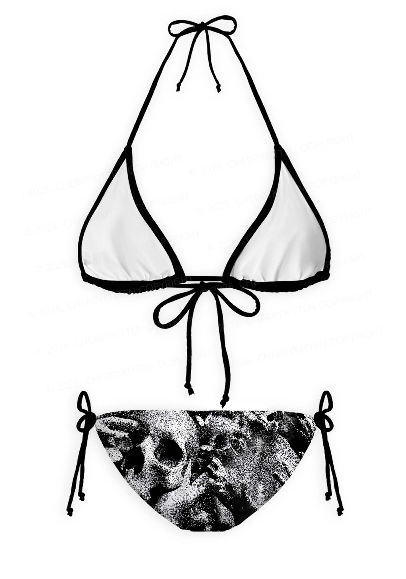 Halloween Gothic Skull Y2K Print Bikini Set Cherrykitten