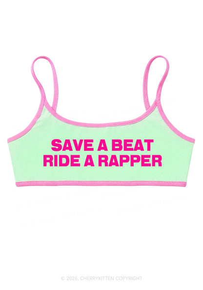 Save A Beat Ride A Rapper Y2K Super Crop Cami Cherrykitten